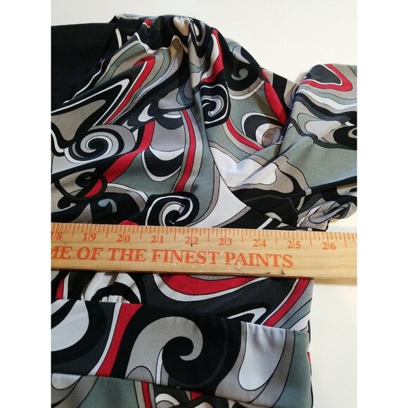 Cato Women's Plus 22W Top Faux Wrap Empire Waist 3/4 Sleeve Black Red Asymmetric - Picture 7 of 10